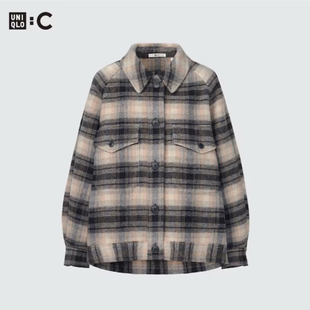 Clare Waight Keller Uniqlo : C Oversized Black and Tan Plaid Jacket Size S GUC